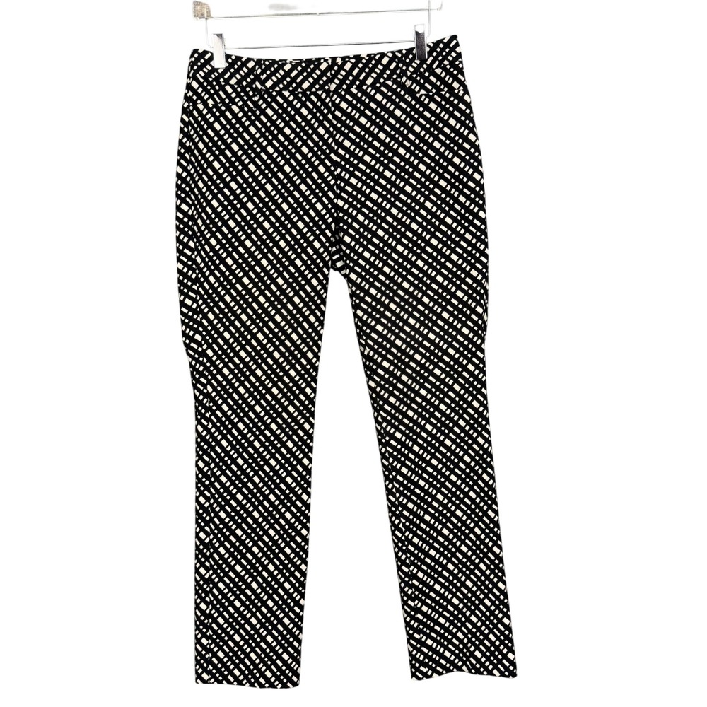 Express‎ Pants Womens 6R Black White Print Columnist Geometric Straight Stretch